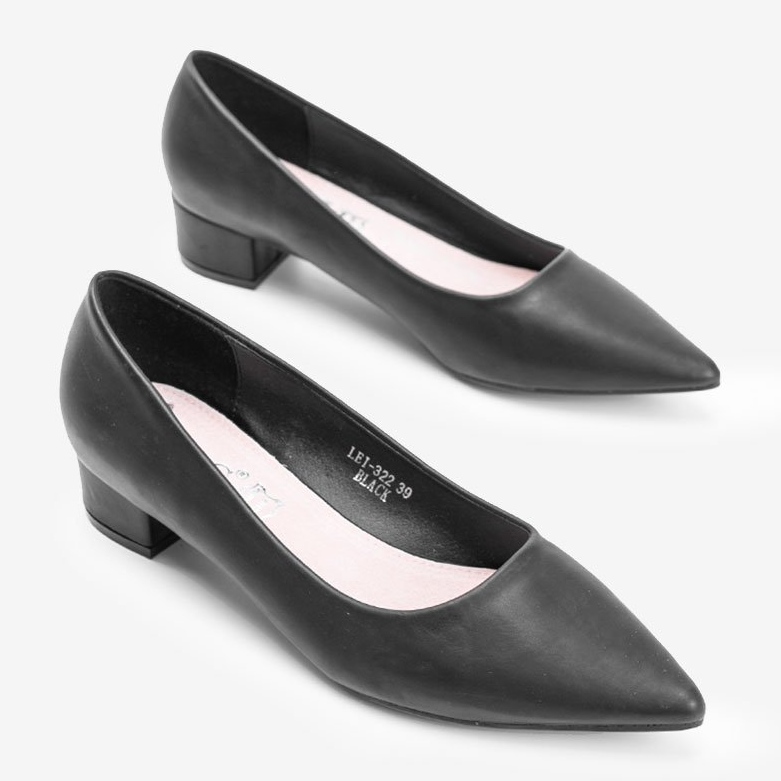 Černé lodičky na nízkém sloupku Zafiry černá 1