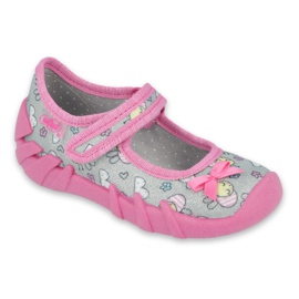 Dětské pantofle Befado 109P218 Pink s lukem růžový 1