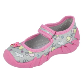 Dětské pantofle Befado 109P218 Pink s lukem růžový 3