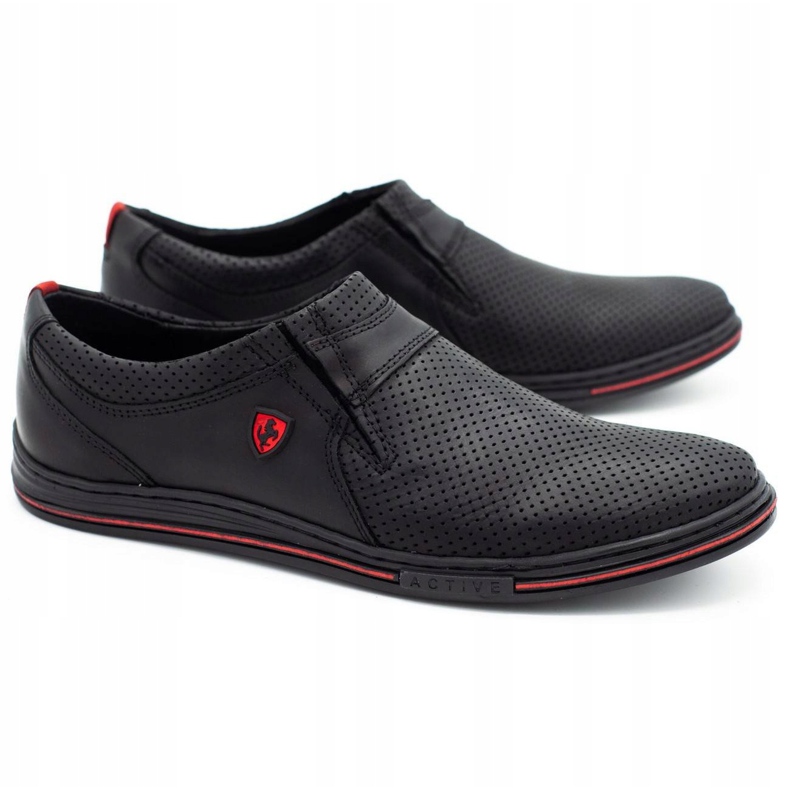 Polbut Pánské kožené boty 362 černé perforace černá 1