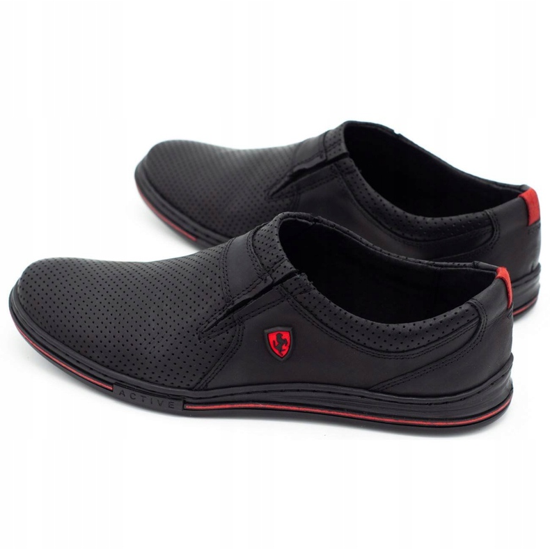 Polbut Pánské kožené boty 362 černé perforace černá 6