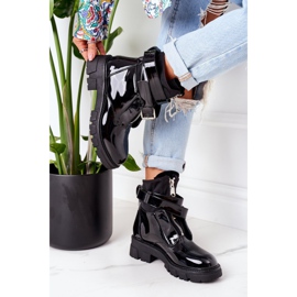 PS1 Lakované teplé boty Workers Black Not Realy černá 2