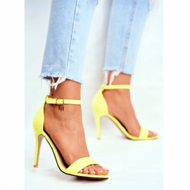 PS1 Dámské sandály na vysokém podpatku z ekologického semiše žluté barvy Liberty žlutá 3