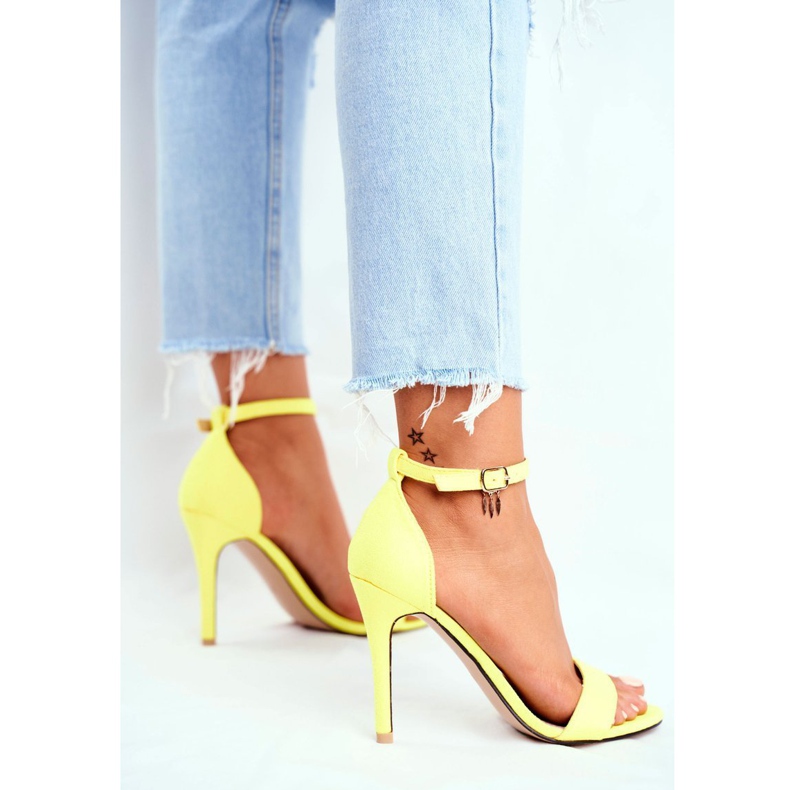 PS1 Dámské sandály na vysokém podpatku z ekologického semiše žluté barvy Liberty žlutá 4