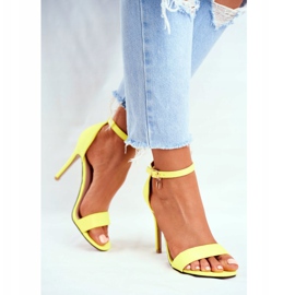PS1 Dámské sandály na vysokém podpatku z ekologického semiše žluté barvy Liberty žlutá 5