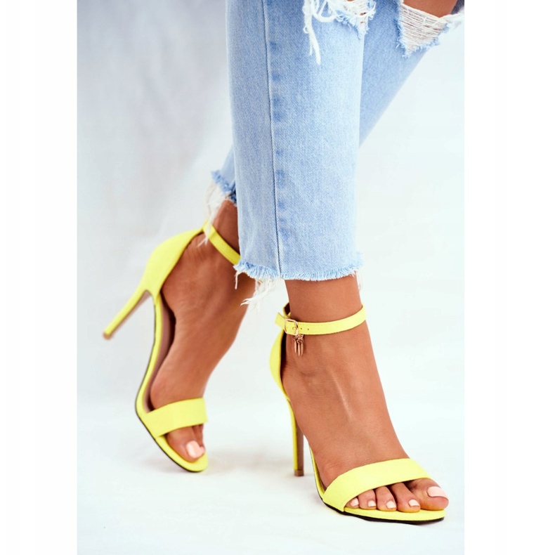 PS1 Dámské sandály na vysokém podpatku z ekologického semiše žluté barvy Liberty žlutá 5
