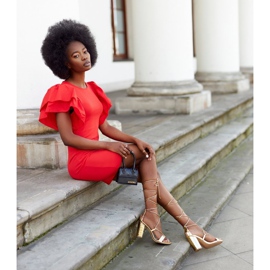 PS1 Svázané sandály na baru na zlatém mole zlatý 4