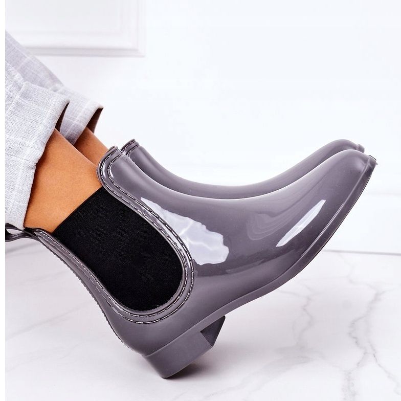 Lesklé šedé deštník Jodhpur boty šedá 3