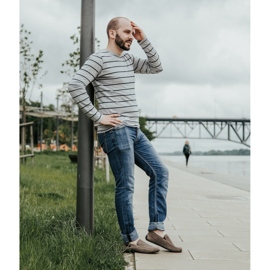 Polbut Pánské kožené mokasíny 2105P šedé šedá 2