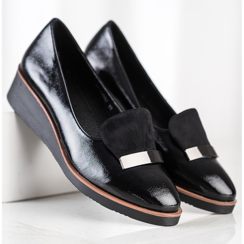 W. Potocki Brogues se semišovou vložkou černý 1