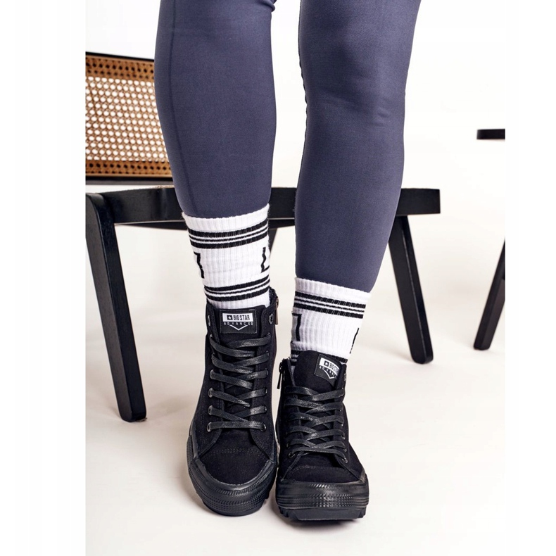 Dámské vysoké tenisky Big Star FF274244 černé černá 2