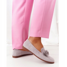 EVE Šedé semišové mokasíny s třásněmi Alicante 21PB35-3530 šedá 3