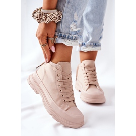 FJ1 Vysoké Tenisky Béžové Trissy Na Velké Podešvi béžový 2