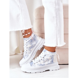 FJ1 Vysoké tenisky na velké modré podrážce s efektem Tie-Dye Trissy bílý modrý 2