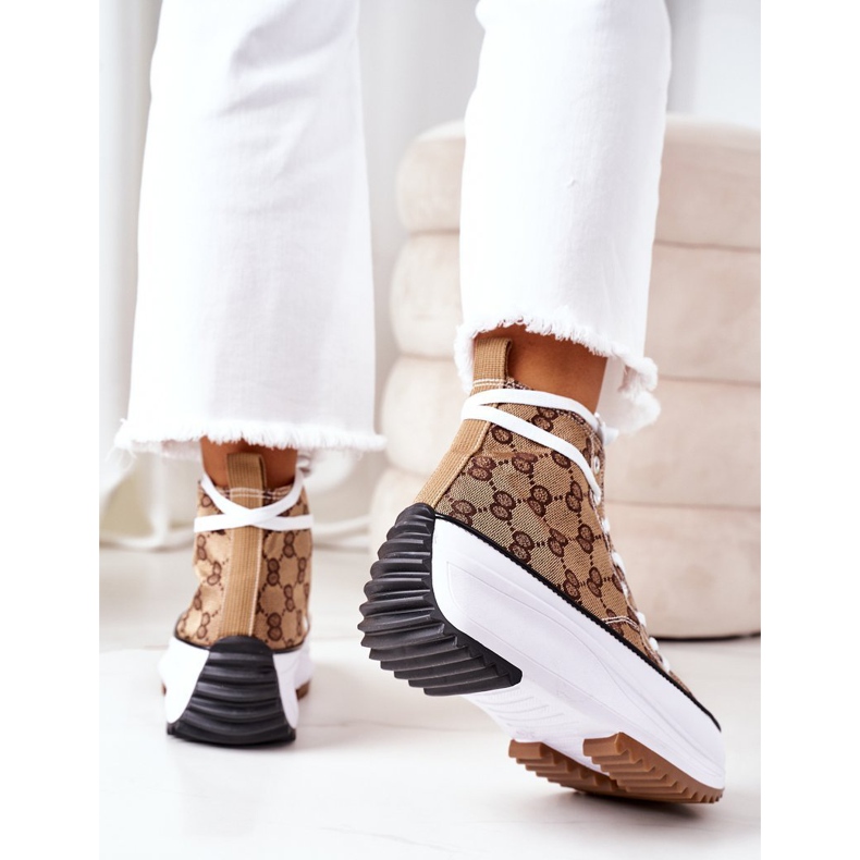 FJ1 Logované tenisky na platformě Electric Love Brown bílý hnědý 2