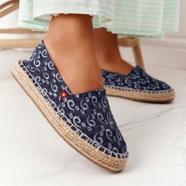 Espadrilky na pletené platformě Big Star AA274628 Navy Blue námořnická modrá 1