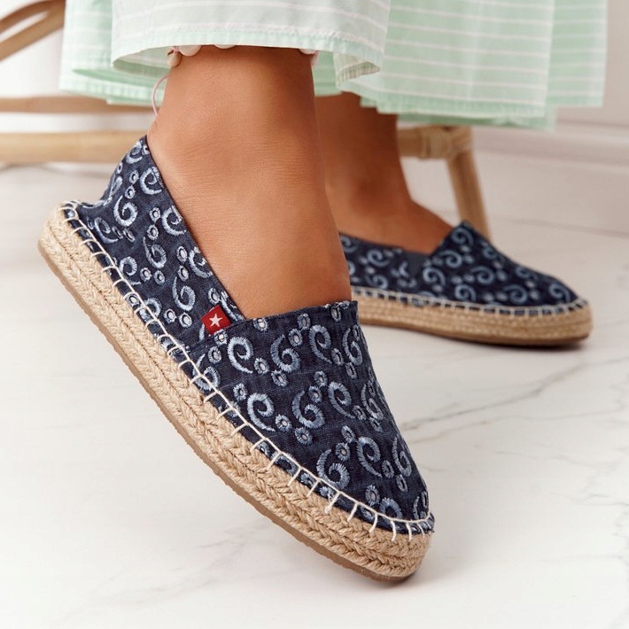 Espadrilky na pletené platformě Big Star AA274628 Navy Blue námořnická modrá 1
