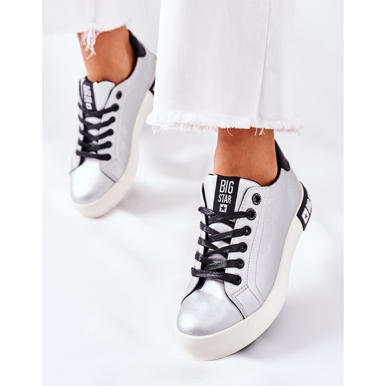 Dámské kožené tenisky Big Star II274034 Silver stříbrný 2