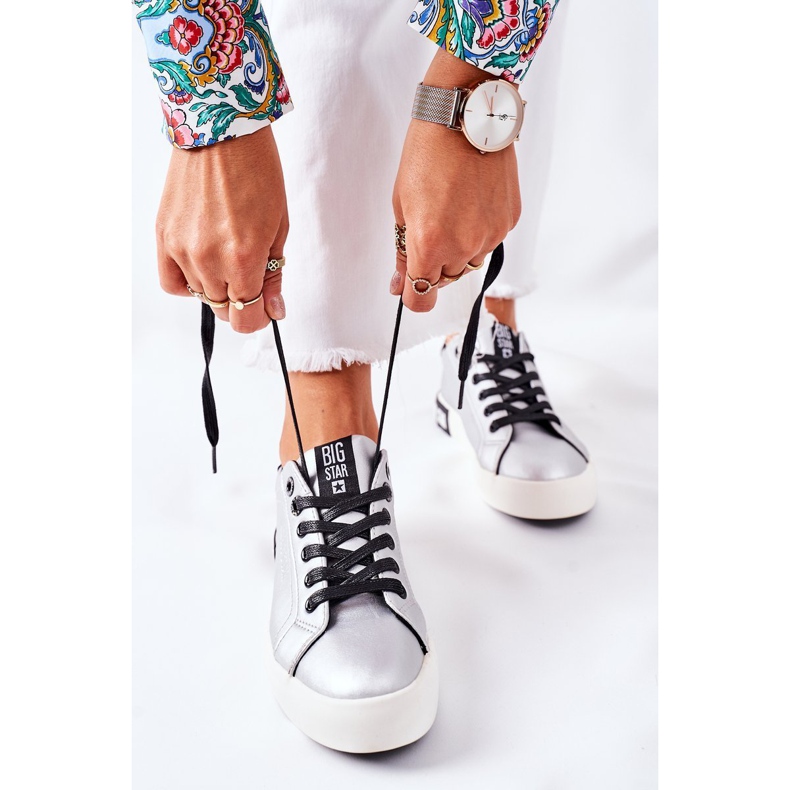 Dámské kožené tenisky Big Star II274034 Silver stříbrný 1