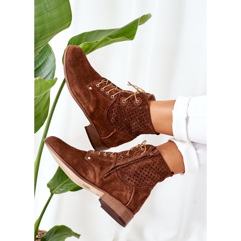 Alberto Violli Semišové boty s prolamovaným vzorem hnědé Josie hnědý 1