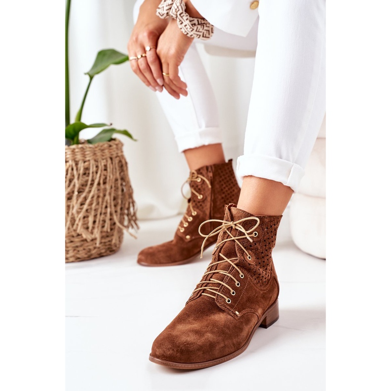 Alberto Violli Semišové boty s prolamovaným vzorem hnědé Josie hnědý 2