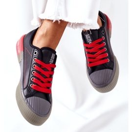 Dámské kožené tenisky Big Star II274134 černé černá červené 1