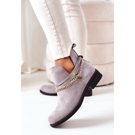 PS1 Semišové kozačky s řetízkem Šedá Elvira 2