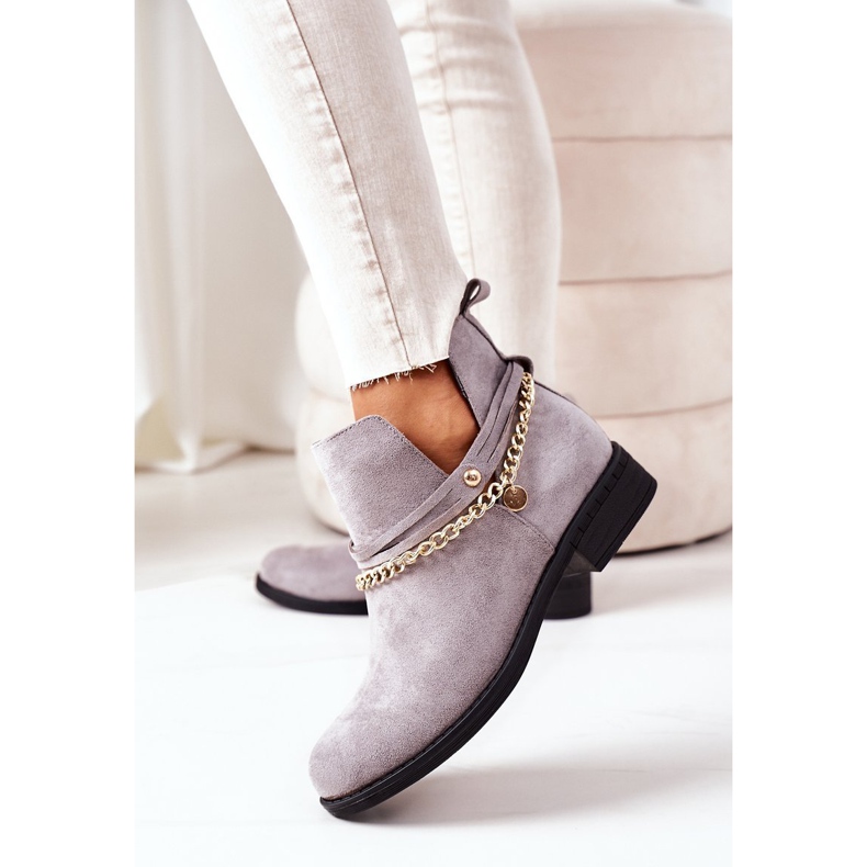 PS1 Semišové kozačky s řetízkem Šedá Elvira 2 PS1 Semišové kozačky s řetízkem Šedá Elvira 2