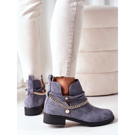 PS1 Semišové kozačky s řetízkem Blue Elvira modrý 1