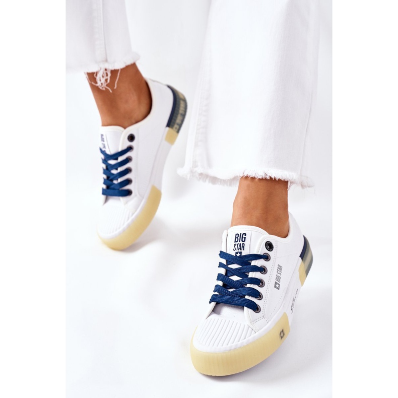 Dámské kožené tenisky Big Star II274132 bílé bílý námořnická modrá 2