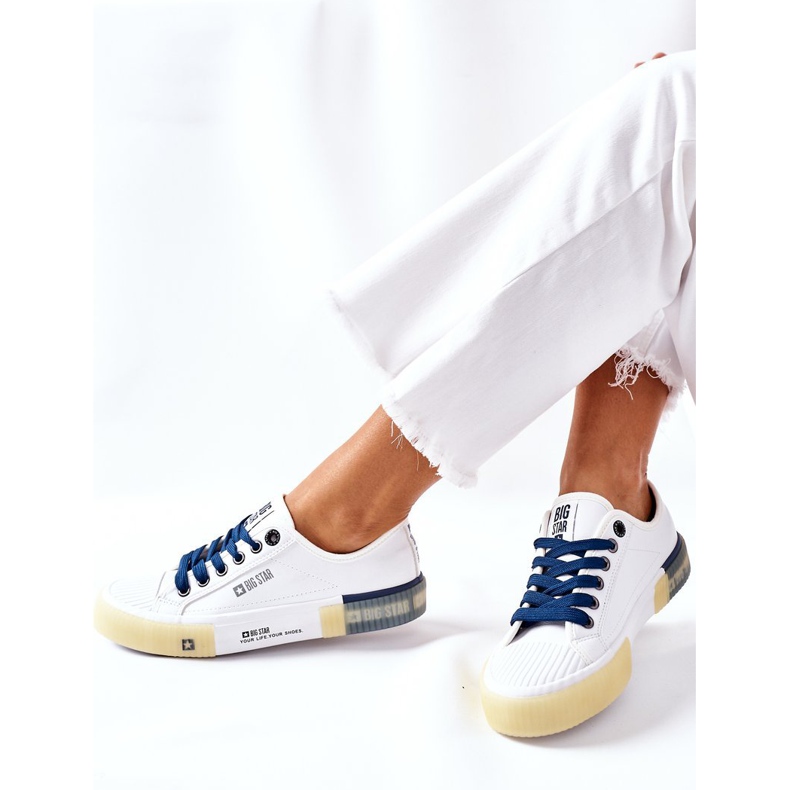 Dámské kožené tenisky Big Star II274132 bílé bílý námořnická modrá 1
