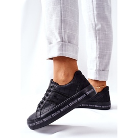 Kožené tenisky na černé platformě Big Star II274070 černá 2