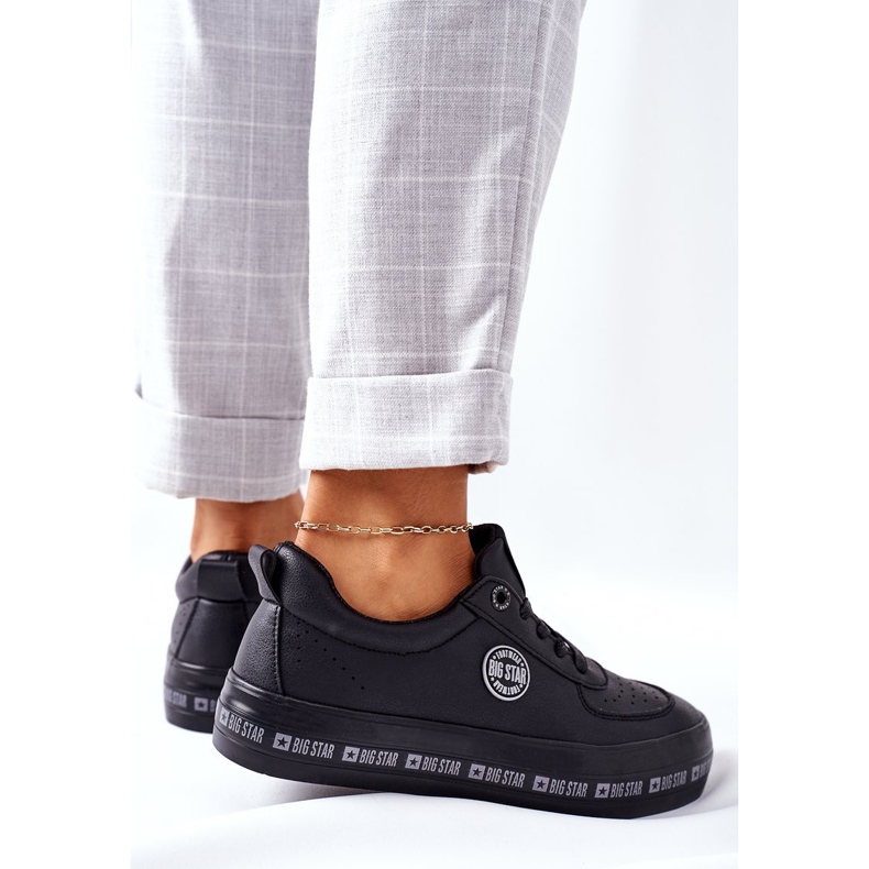 Kožené tenisky na černé platformě Big Star II274074 černá 2