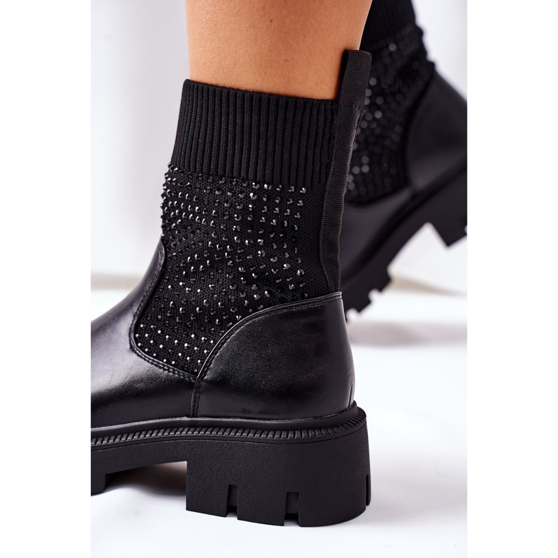 Černí dělníci Xoxo z pružné látky s kubickým zirkonem černá 1