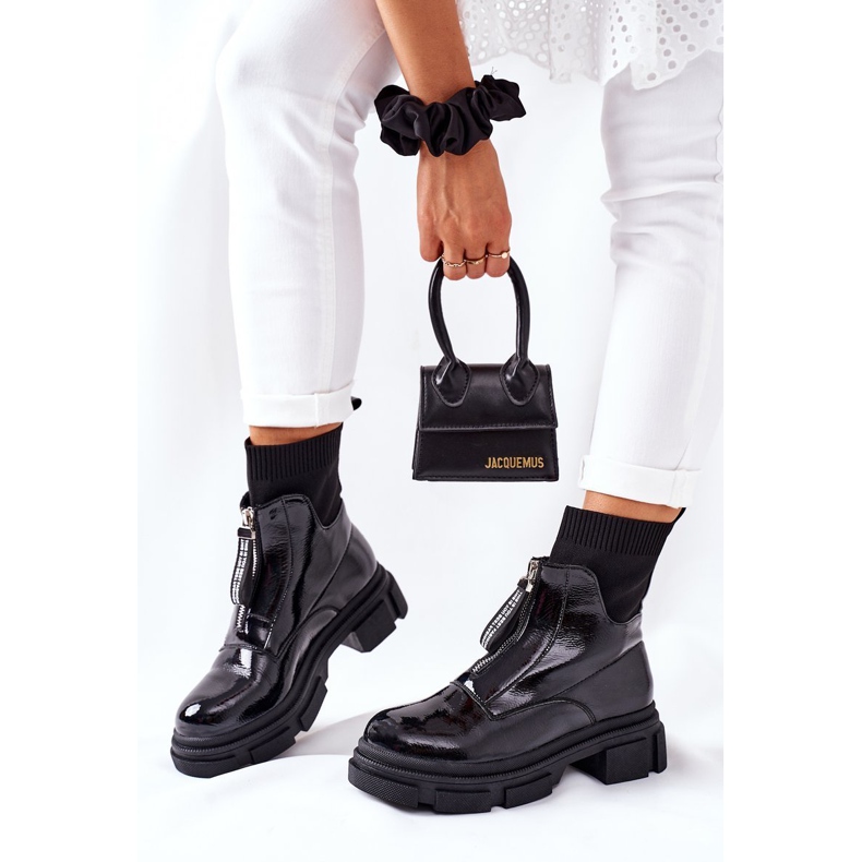 Vysoké boty na masivní černé platformě Chicago černá 2