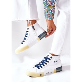 Kožené vysoké tenisky Big Star II274137 White bílý námořnická modrá 2