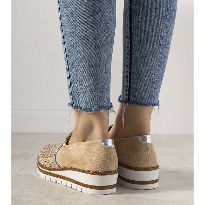 Nazouvací stříbrné boty s cvočky GF-FD9 béžový 1