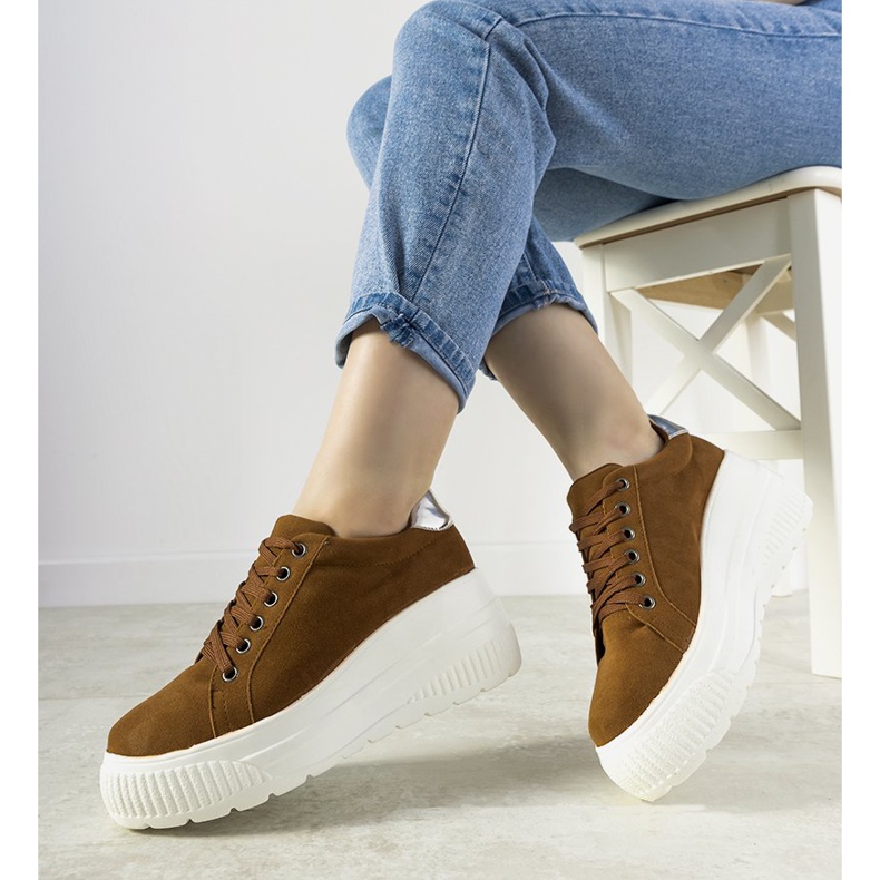 Hnědé sportovní tenisky s vysokou podrážkou Rapter hnědý 1 Hnědé sportovní tenisky s vysokou podrážkou Rapter hnědý 1