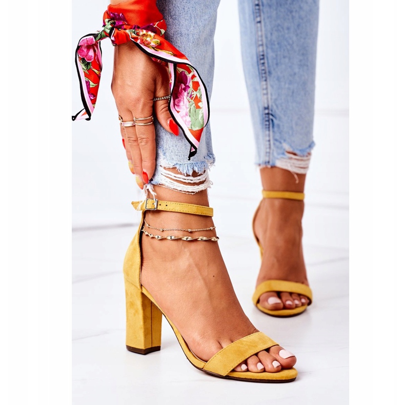 PS1 Florentské žluté semišové sandály na baru žlutá 3