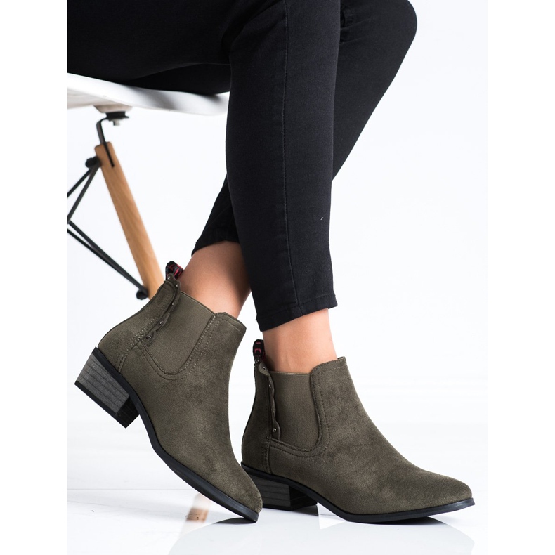 J. Star Zelené boty na nízkém sloupku zelená 2