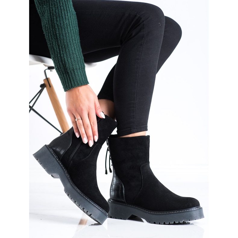 J. Star Pracovníci ze semiše s vazbou černý 2