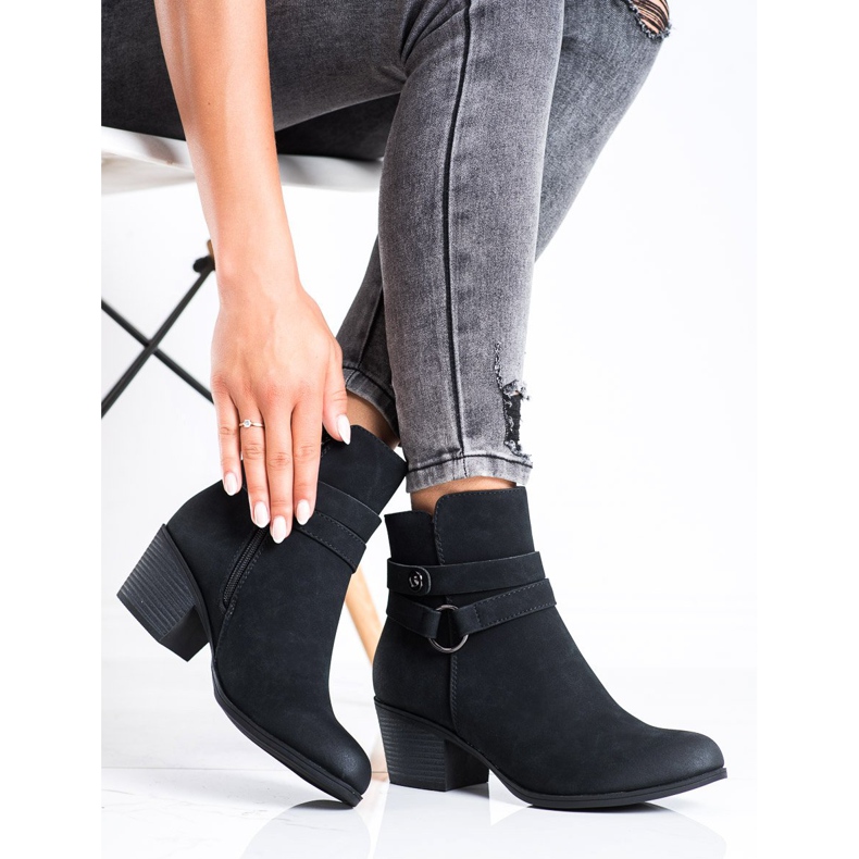 J. Star Boty s ozdobným páskem černý 2