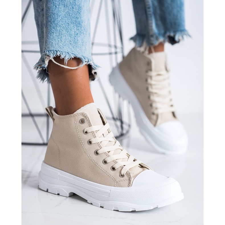 Goodin Vysoké béžové tenisky béžový 2