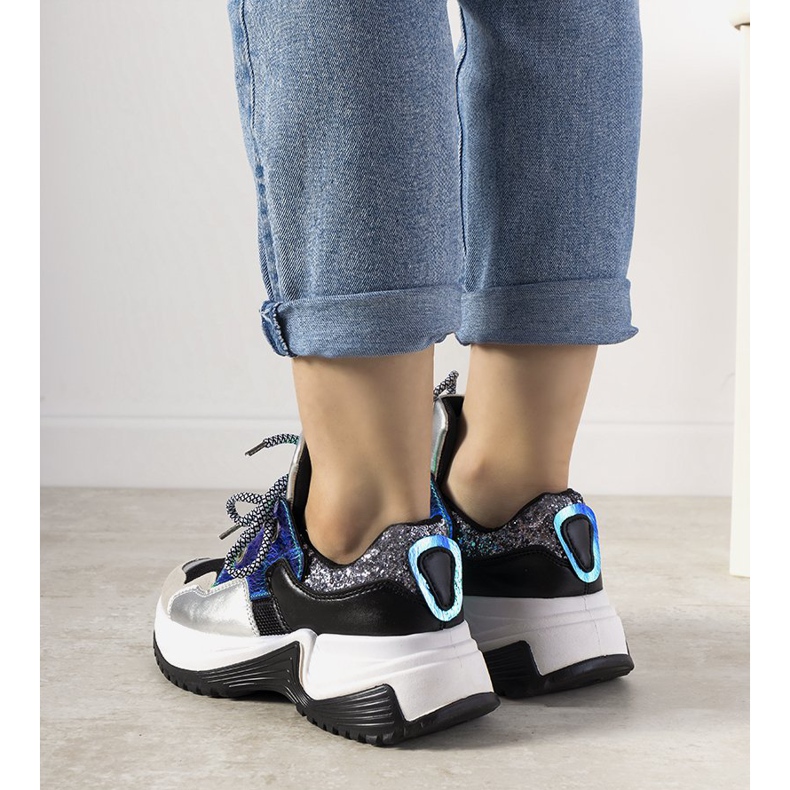 Stříbrné tenisky s vysokou podrážkou Spring černá stříbrný 1