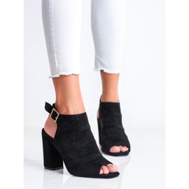 Renda Prolamované sandály na sloupku černý 2
