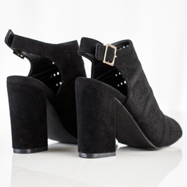 Renda Prolamované sandály na sloupku černý 1