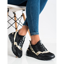 S. BARSKI Kožené tenisky od S.BARSKI černý zlatý 2