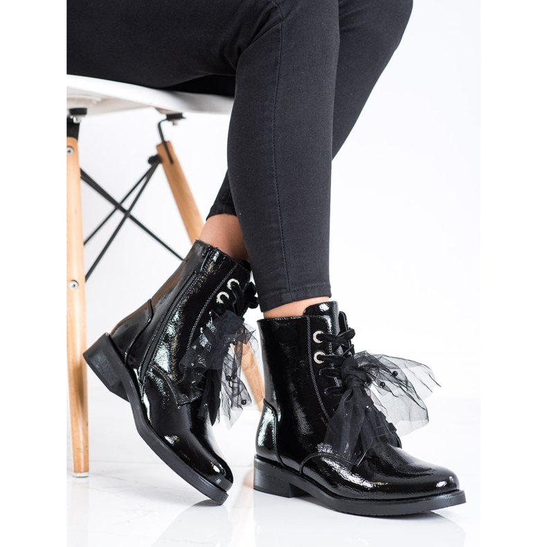 S. BARSKI Boty vyrobené z lakované eko kůže S.BARSKI černá 2