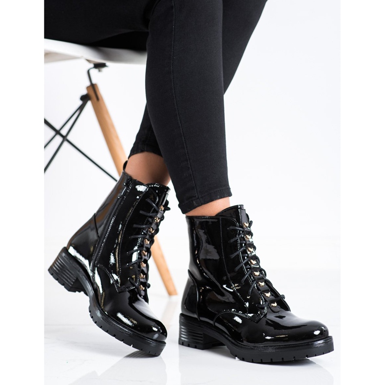 S. BARSKI Pracovníci z lakované eko kůže S.BARSKI černá 2