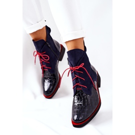 Alberto Violli Kožené boty Alligator vzor Navy Blue Bruselle červené námořnická modrá 2